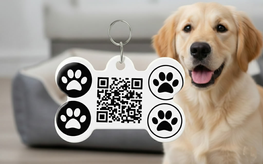 Perro con Placa QR Help MI
